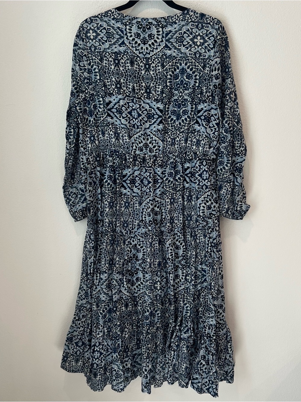 LUCKY BRAND BLUE FLORAL MIDI DRESS. SIZE Large bohemian summer party prairie - Picture 7 of 9
